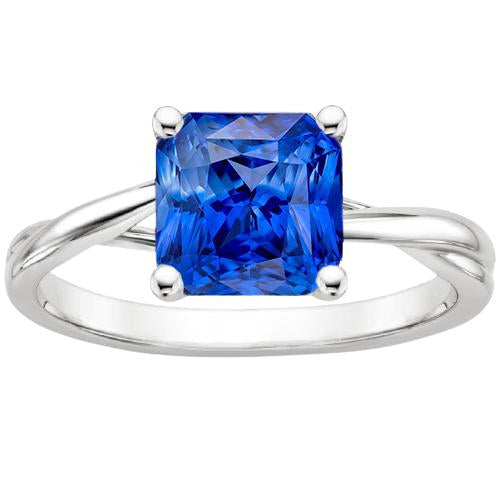 Gemma Solitaire Radiante Zaffiro Anello Gambo Ritorto 2.50 Carati - harrychadent.it