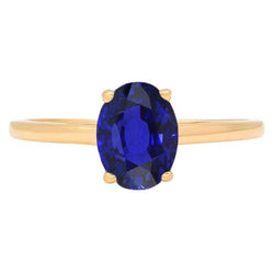 Anello Solitario Ovale Zaffiro Sri Lanka 2 Carati Oro Giallo