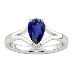 Anello Solitario Pera Zaffiro Blu Gambo Diviso 2.50 Carati