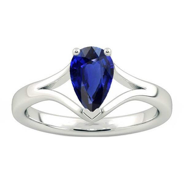 Anello Solitario Pera Zaffiro Blu Gambo Diviso 2.50 Carati - harrychadent.it