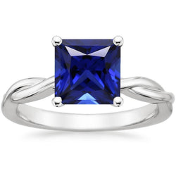 Anello Solitario Principessa Sri Lanka Zaffiro Oro Bianco 5 Carati 14K