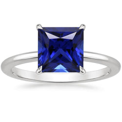 Anello Solitario Principessa Sri Lanka Zaffiro Oro Bianco 5 Carati 14K