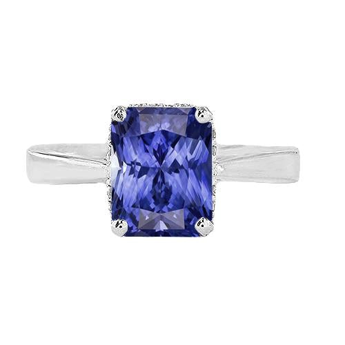 Anello Solitario Radiante 2 Carati Zaffiro Blu Con Gambo Conico Invertito - harrychadent.it