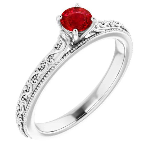 Anello Solitario Rubino 0.75 Carati Stile Antico Nuovo - harrychadent.it