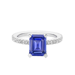 Anello Solitario Smeraldo Con Zaffiro Blu Con Accenti Oro 3 Carati