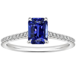 Anello Solitario Smeraldo con Accenti Zaffiro Blu e Diamante 4 Carati