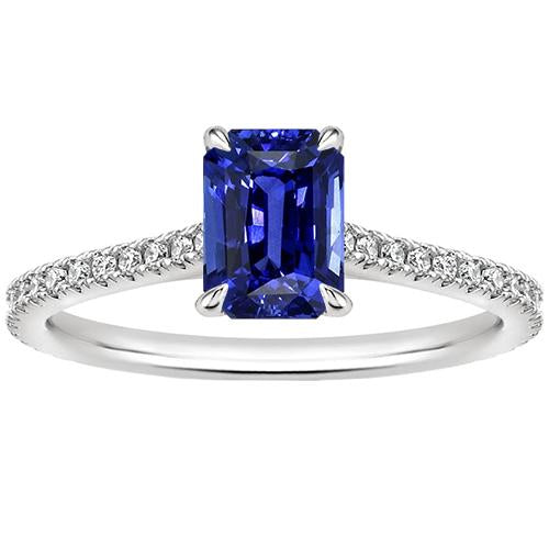 Anello Solitario Radiante con Accenti Zaffiro Blu e Diamante 4 Carati - harrychadent.it