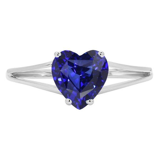 Anello Solitario Taglio Cuore Zaffiro Sri Lanka Gambo Spaccato 2.50 Carati - harrychadent.it