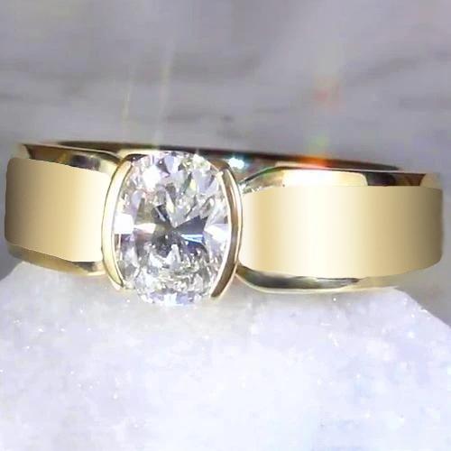 Anello Solitario Uomo Ovale Diamante 1.50 Carati Gioielli In Oro Giallo - harrychadent.it