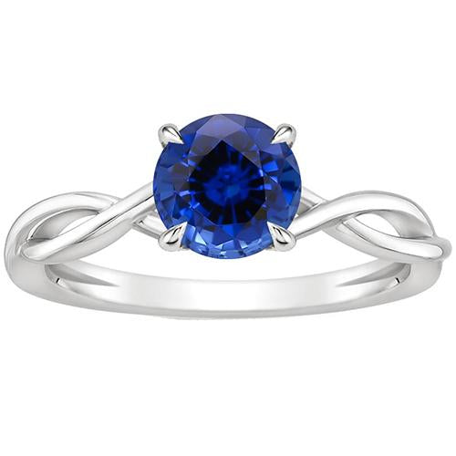 Anello Solitario Zaffiro Blu Gemma Anello Con Gambo Ritorto Oro Bianco 2 Carati - harrychadent.it