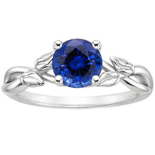 Anello Solitario Zaffiro Blu Naturale Con Gambo Diviso Stile Foglia 2 Carati - harrychadent.it