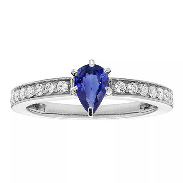 Anello Solitario Zaffiro Ceylon A Forma Di Pera Con Accenti 2.50 Carati - harrychadent.it