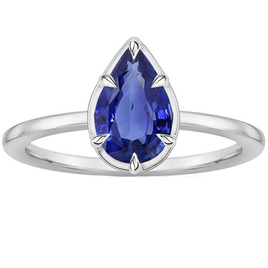 Anello Solitario Zaffiro Sri Lanka Taglio Pera 2.50 Carati - harrychadent.it