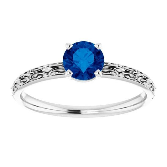 Anello Solitario Zaffiro Blu 1.50 Carati Filigrana Donna Gioielli - harrychadent.it