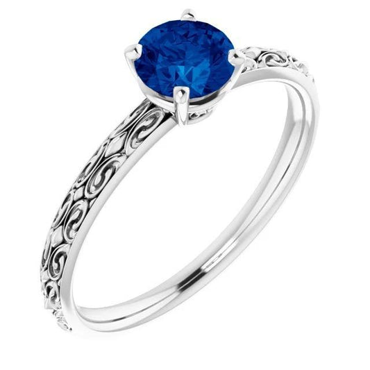 Anello Solitario Zaffiro Blu 1.50 Carati Filigrana Donna Gioielli - harrychadent.it