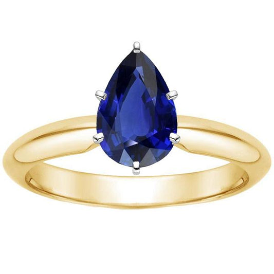 Anello Solitario Due Toni Pera Zaffiro Ceylon 3 Carati - harrychadent.it