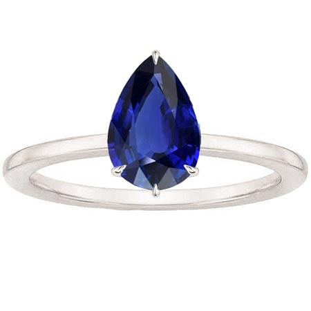 Anello Solitario da Donna Eagle Claw Prongs taglio a pera. Zaffiro dello Sri Lanka da 1,50 carati