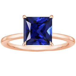 Anello Solitario in Oro Rosa Principessa Zaffiro dello Sri Lanka 3.50 Carati
