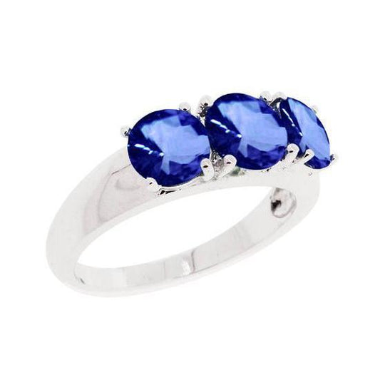 Anello Tanzanite Blu 6 Carati Oro Bianco 3 Pietre Preziose Novità - harrychadent.it