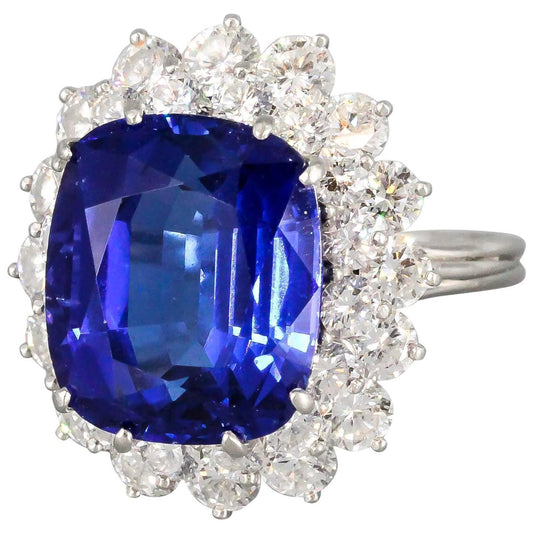 Anello Tanzanite Cuscino Con Diamanti Rotondi 5 Ct Nuovo Oro Bianco 14K - harrychadent.it