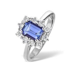 Anello Tanzanite E Diamanti 6.20 Carati Oro Bianco 14K