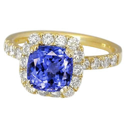 Anello Tanzanite E Diamanti Da 9.00 Ct In Oro Giallo 14K
