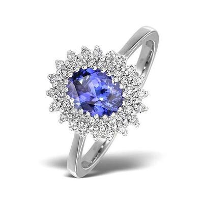 Anello Tanzanite Ovale E Diamanti Rotondi 11.25 Carati Oro Bianco 14K - harrychadent.it