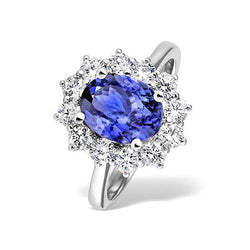 Anello Tanzanite con diamanti da 4.35 ct Nuovo oro bianco 14K