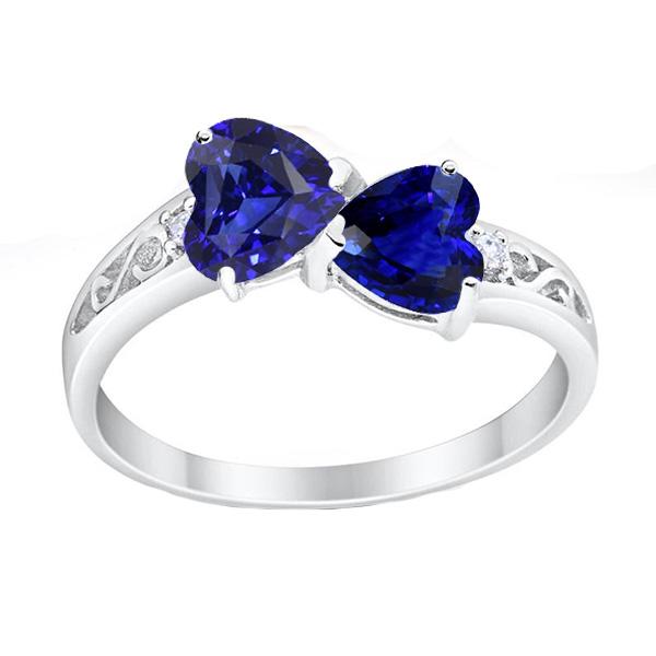 Anello Toi et Moi Cuore Zaffiro Ceylon Diamante Filigrana 2.25 Carati - harrychadent.it
