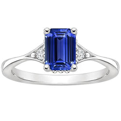 Anello Tre Pietre Smeraldo Zaffiro Sri Lanka & Diamante 3.50 Carati