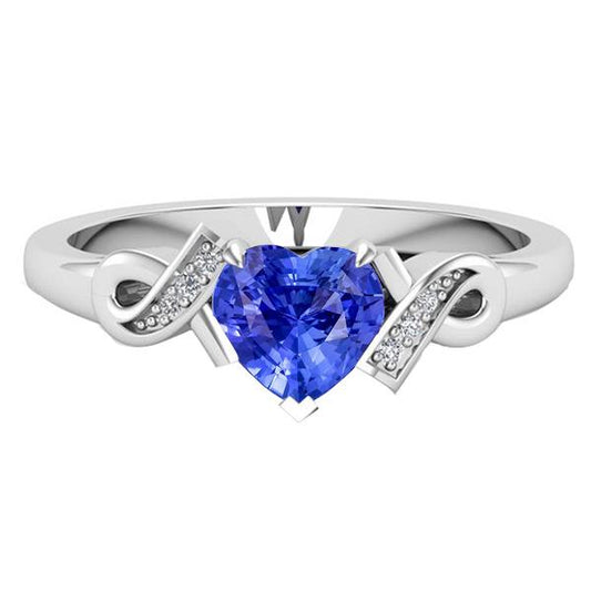 Anello con zaffiro Srilanka a forma di cuore con diamante stile nastro da 1.75 carati - harrychadent.it