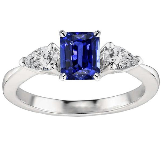 Anello a forma di diamante con tre pietre radianti Zaffiro blu profondo 2.50 carati - harrychadent.it