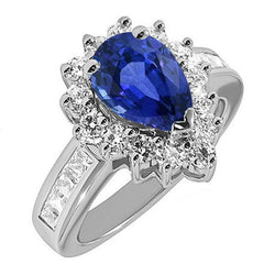 Anello a forma di stella con zaffiro blu da 3,50 carati e diamanti incastonati