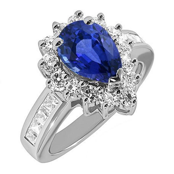 Anello Halo Star Style Blue Sapphire & Diamonds 3.50 carati Channel Set - harrychadent.it