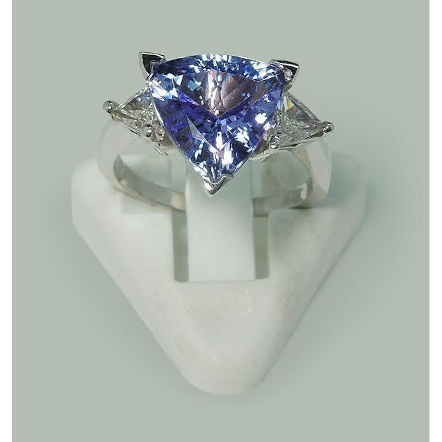 Anello a tre pietre con diamante blu a taglio brillante 6,5 carati WG 14K - harrychadent.it