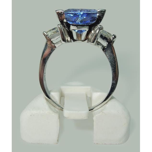 Anello a tre pietre con diamante blu a taglio brillante 6,5 carati WG 14K - harrychadent.it