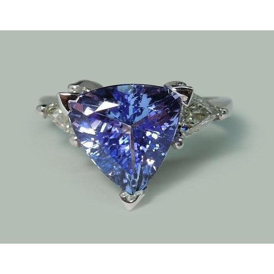 Anello a tre pietre con diamante blu a taglio brillante 6,5 carati WG 14K - harrychadent.it