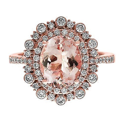 Anello anniversario con Morganite e diamanti da 10.75 ct in oro rosa 14 carati
