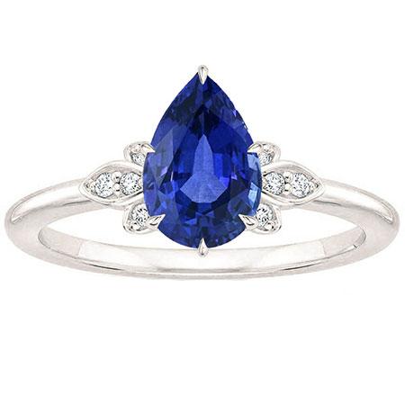 Anello anniversario con diamante zaffiro blu 2 carati con taglio a pera incastonato Nuovo - harrychadent.it