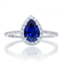 Anello anniversario con diamante zaffiro blu Sri Lanka taglio pera da 2.90 carati