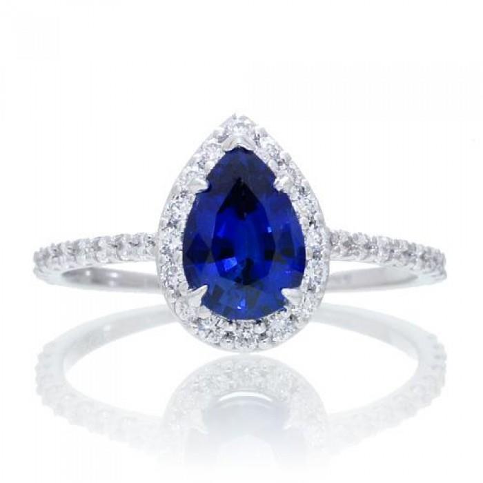 Anello anniversario con diamante zaffiro blu Sri Lanka taglio pera da 2.88 carati - harrychadent.it