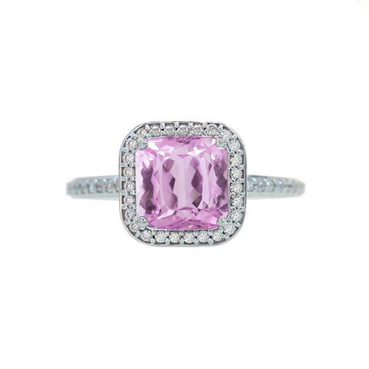 Anello anniversario con kunzite rosa da 24.90 ct e diamante - harrychadent.it