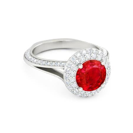 Anello anniversario in oro bianco 14 carati con rubini e diamanti tondi da 3.60 carati - harrychadent.it