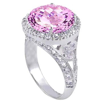 Anello anniversario in oro bianco 14 kt con kunzite rosa da 18.50 ct con diamanti - harrychadent.it