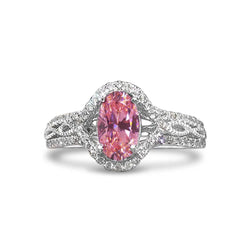 Anello anniversario in oro bianco 14K 3.50 ct con zaffiro e diamanti