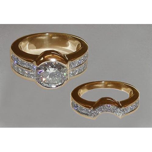 Anello antico di fidanzamento con diamante e set Gruppo musicale 6.51 ct. Giallo oro - harrychadent.it