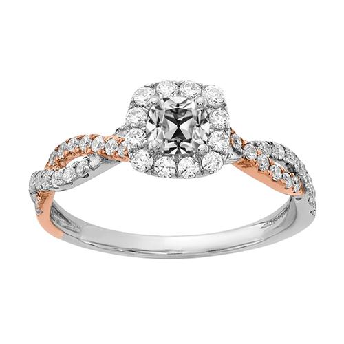 Anello bicolore Halo Old Mine Cut Diamante Ring gambo ritorto 2,50 carati - harrychadent.it
