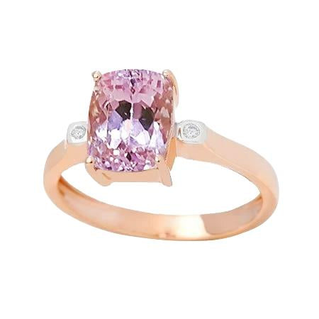 Anello bicolore con Kunzite rosa grande 27,10 carati e diamanti - harrychadent.it