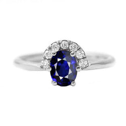 Anello con 2,50 carati Gioiello con pietre preziose Zaffiro blu ovale e diamante