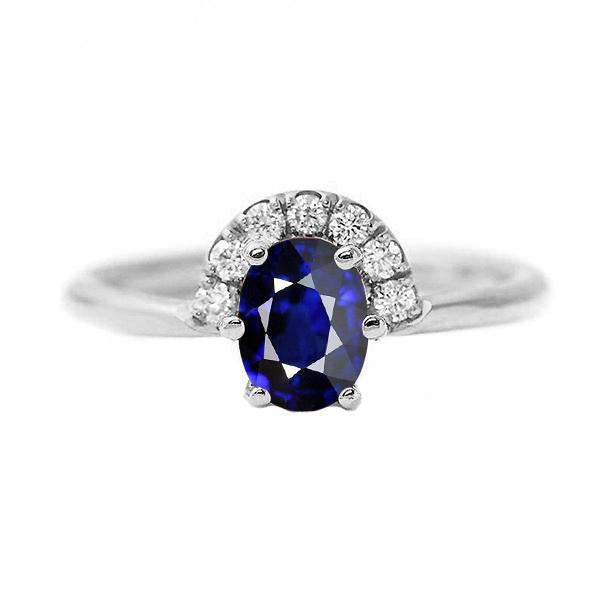 Gioiello con pietre preziose Anello ovale con zaffiro blu e diamante 2.50 carati - harrychadent.it